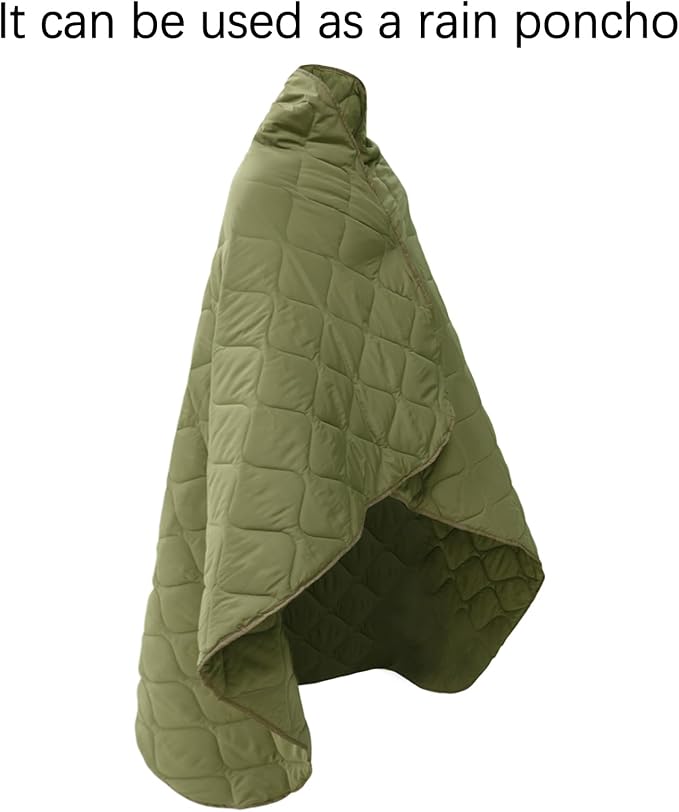 Poncho Liner Military Insulation Outdoor Camping Blanket for Travel, Beach, Grass, Picnic, Car