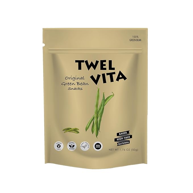 TwelVita Natural Baked Green Bean Crisps, Vegan Snacks, Clean Label, Non-GMO, Gluten-Free, 1.76 oz