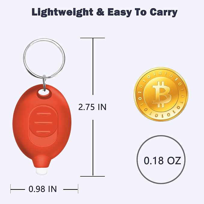 Mini LED Keychain Flashlight, 12 Lumen Orange Light, Portable Keyring Torch with Orange Shell
