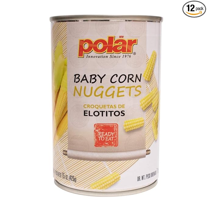 MW Polar Canned Vegetables, Baby Corn Nuggets, 15 Oz (Pack Of 12)