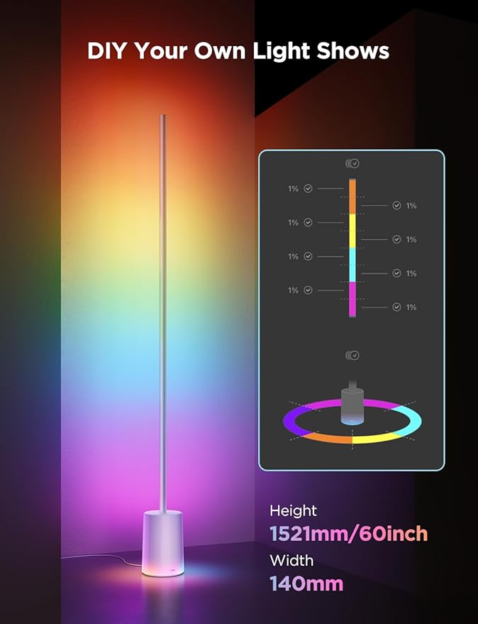 Govee Floor Lamp 2 with Matter, RGBIC, Warm Cool White LED, Alexa Compatible, 1725lm, Music Sync