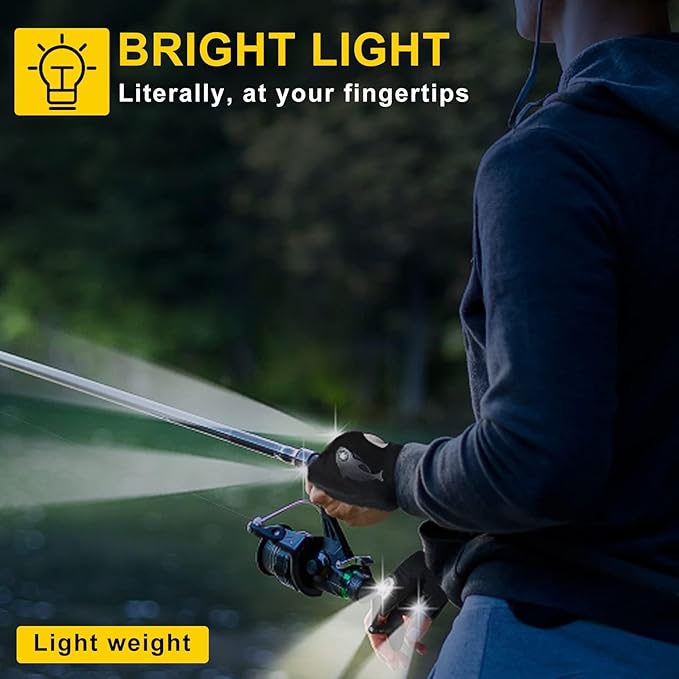LED Rechargeable Flashlight Gloves, Gifts for Men, for Dad, Cool Stretchy Fingerless Light Gloves