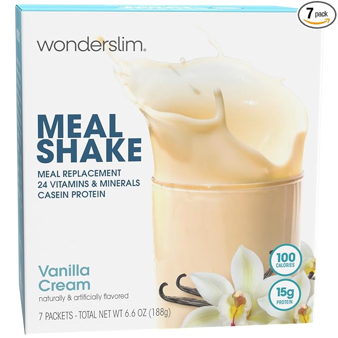 WonderSlim Meal Replacement Shake, Vanilla Cream, 15g Protein, 24 Vitamins & Minerals, Gluten Free