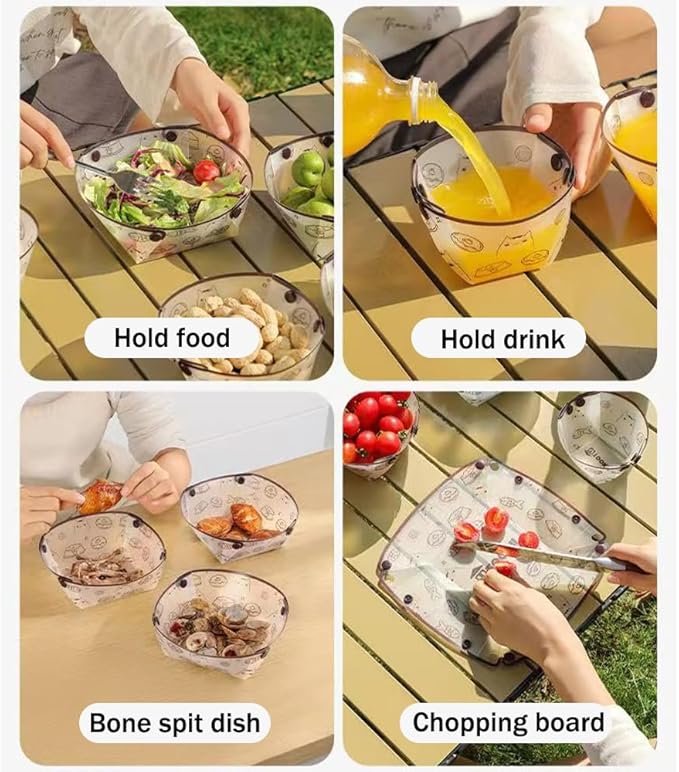 MIUPOO Collapsible Bowl Plate Cup Set,Portable Mess Kit,Food Grade Material Free Folding Plate for
