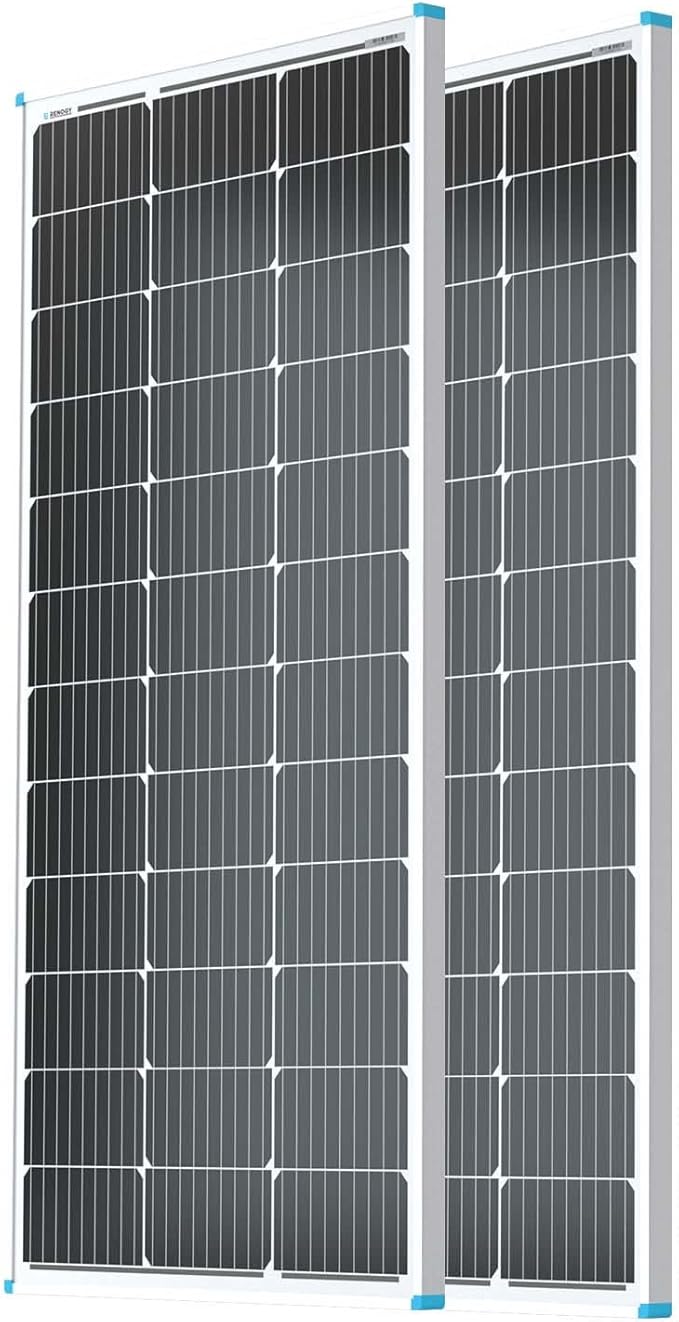 Renogy 2PCS Solar Panels 100 Watt 12 Volt, High-Efficiency Monocrystalline PV Module Power Charger