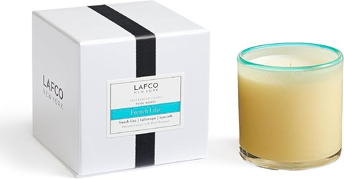 LAFCO New York Classic Candle, French Lilac - 6.5 oz - 50-Hour Burn Time - Reusable, Hand Blown