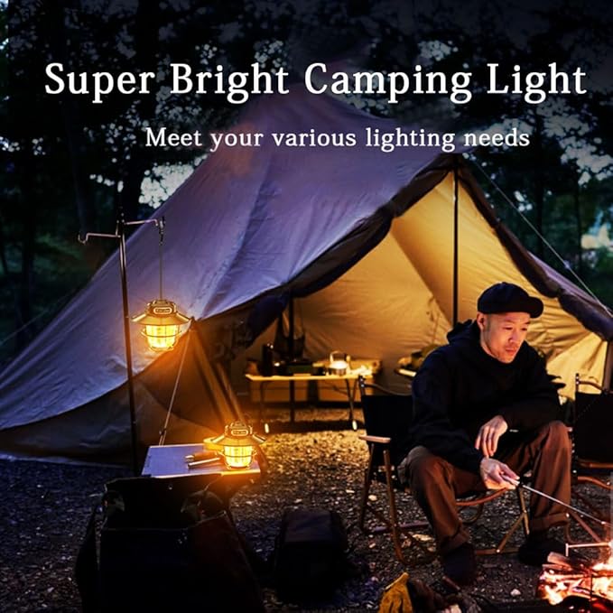 Camping Lantern, Portable Camping Light, Rechargeable Lanterns 4 Light Modes(1300-6500K)