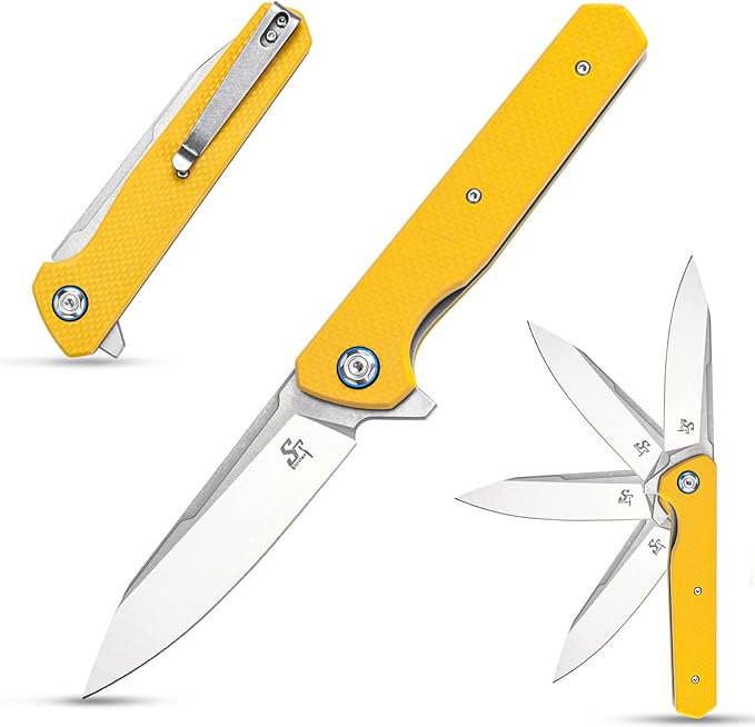 Sitivien ST135 Folding Knife,D2 Steel Blade G10 Handle Outdoor EDC Knife for Hunting Fishing