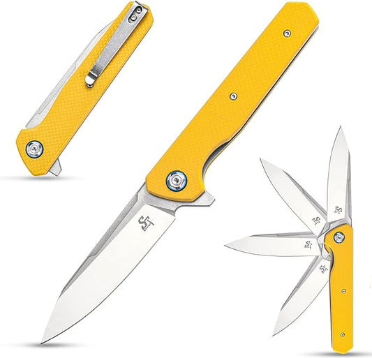 Sitivien ST135 Folding Knife,D2 Steel Blade G10 Handle Outdoor EDC Knife for Hunting Fishing