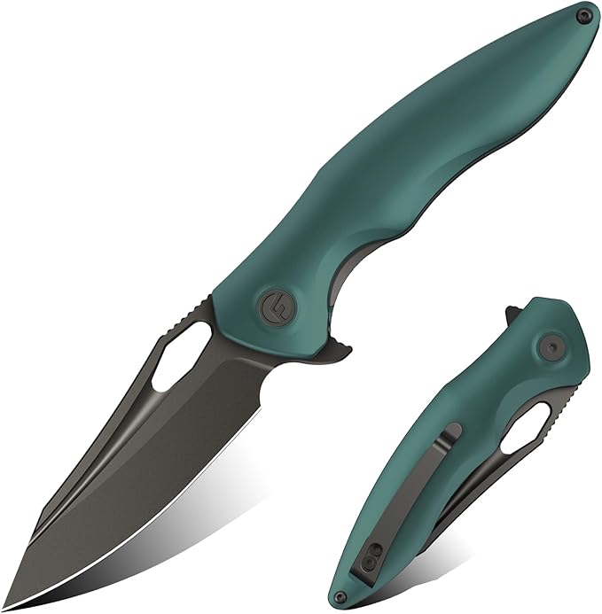 FINTISO Apollo Pocket Knife, 3.3" 14C28N Blade Aluminum Alloy Handle Folding Knife with Liner Lock