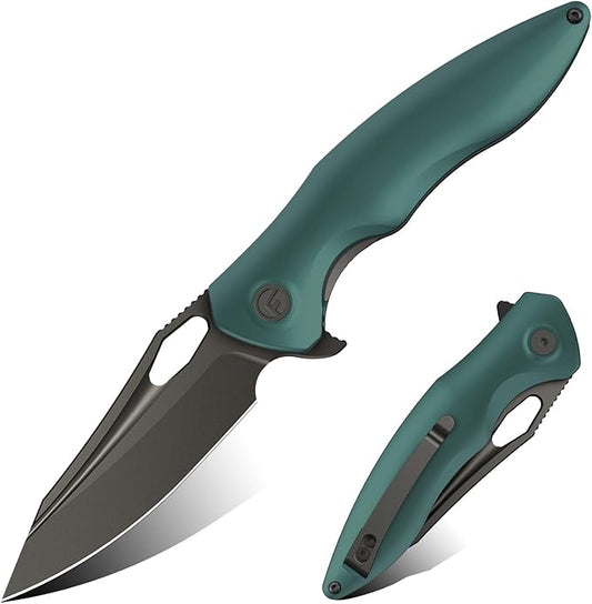 FINTISO Apollo Pocket Knife, 3.3" 14C28N Blade Aluminum Alloy Handle Folding Knife with Liner Lock