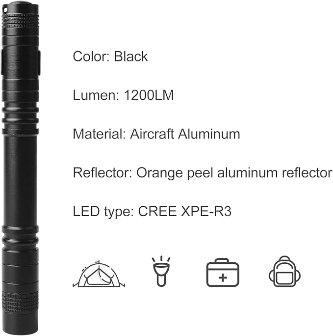 Flashlight, 2 PCS Mini Pen LED Lights, High Lumens, Pocket Size, Removable Clip, Wide Application