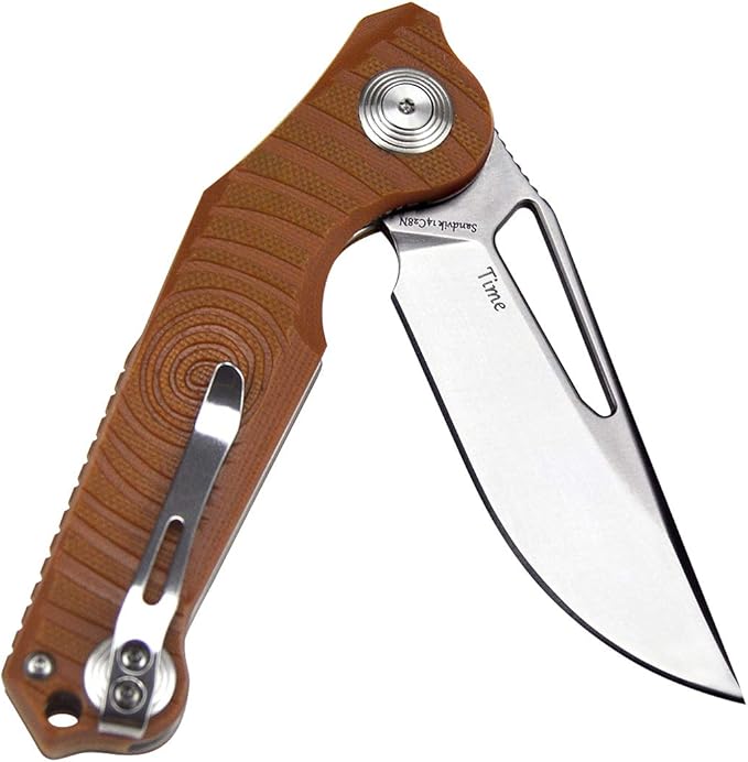 Harnds Time Folding Knife with Sandvik 14C28N Steel Blade Pocket Knife with G10 Handle Camping