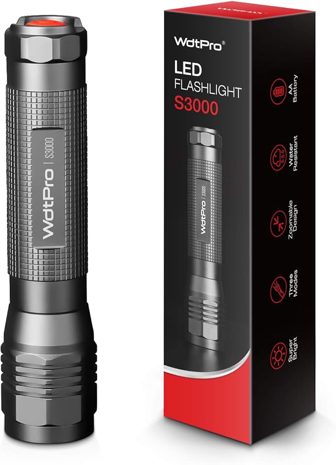WdtPro High-Powered LED Flashlight S3000, Super Bright Flashlights - High Lumen, IP67 Water