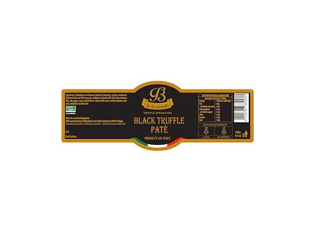 La Rustichella - Black Truffle Patè 9.88 oz (280 gr) - 100% Made in Italy | Vegan, Gluten-Free