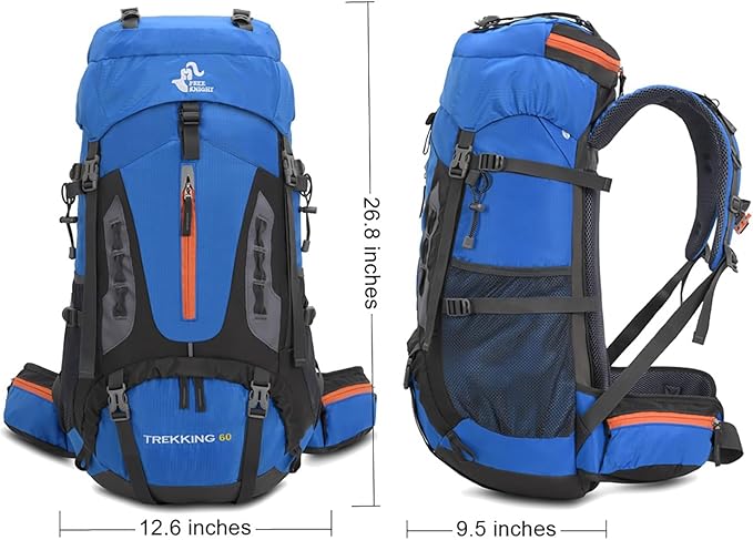 Bseash 60L Hiking Camping Backpack with Rain Cover, Waterproof Large Capacity Outdoor Sport Travel