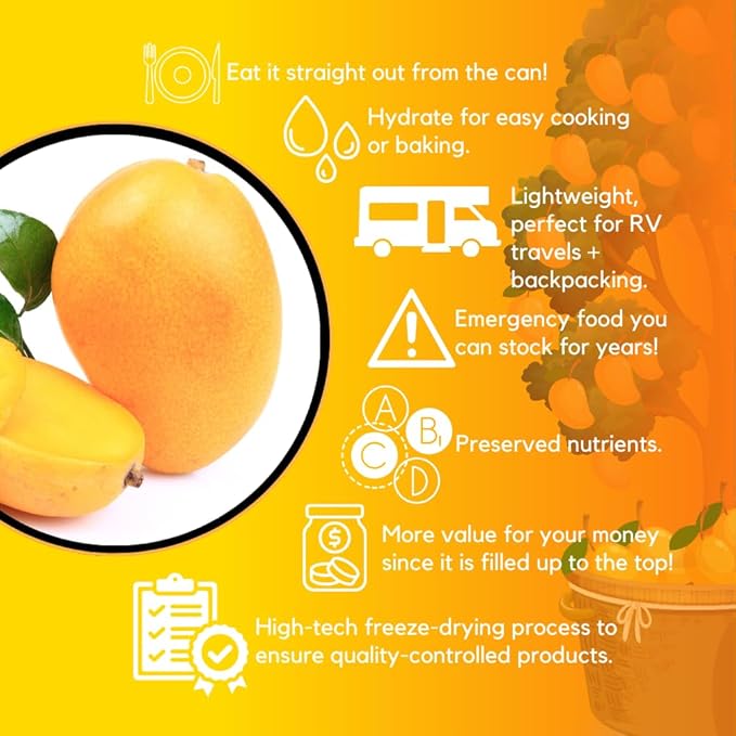 Ready Harvest Freeze Dried Food - Mango | Emergency Snacks | Fruit for Camping & Survival | #10 Can