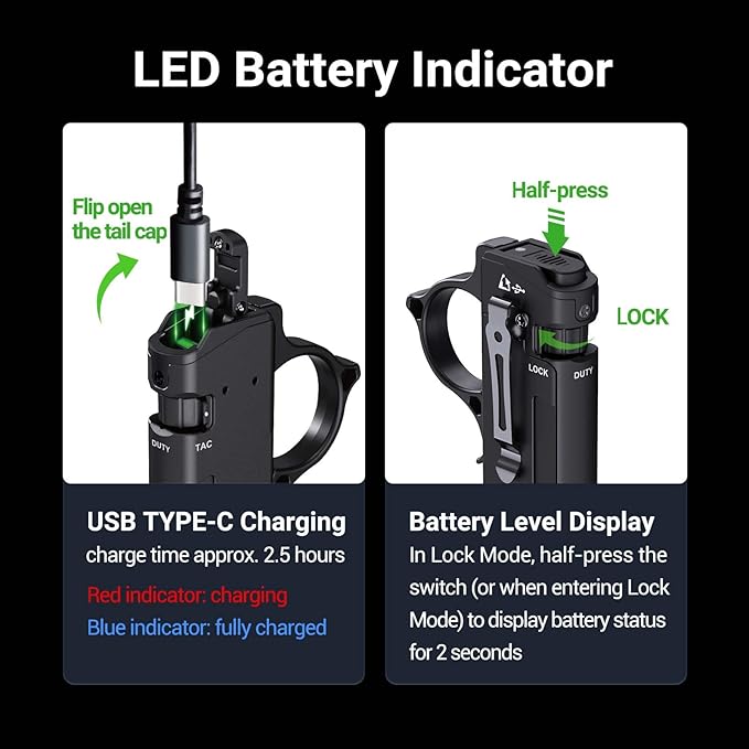 NEXTORCH TA70 EDC Tactical Flashlight,Flat Flashlight Rechargeable,3500 Lumens Tactical/Duty