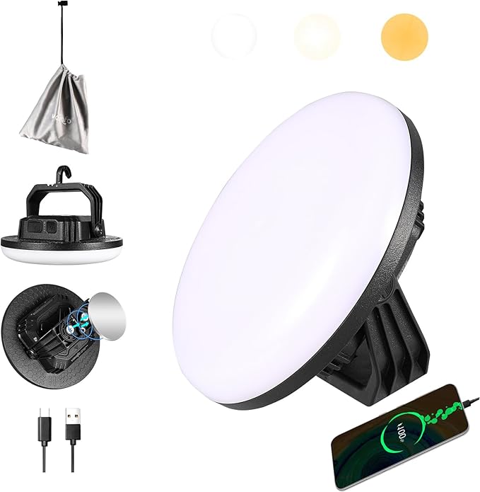 VAVOFO 4000LM 15,000mAh LED Camping Lantern Rechargeable, 3 Lighting Modes, 180LEDs ,Portable Tent