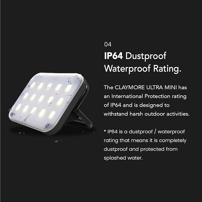 CLAYMORE Ultra Mini (Dark Gray) - Outdoor Rechargeable LED Light for Camping, Tent, Backpacking