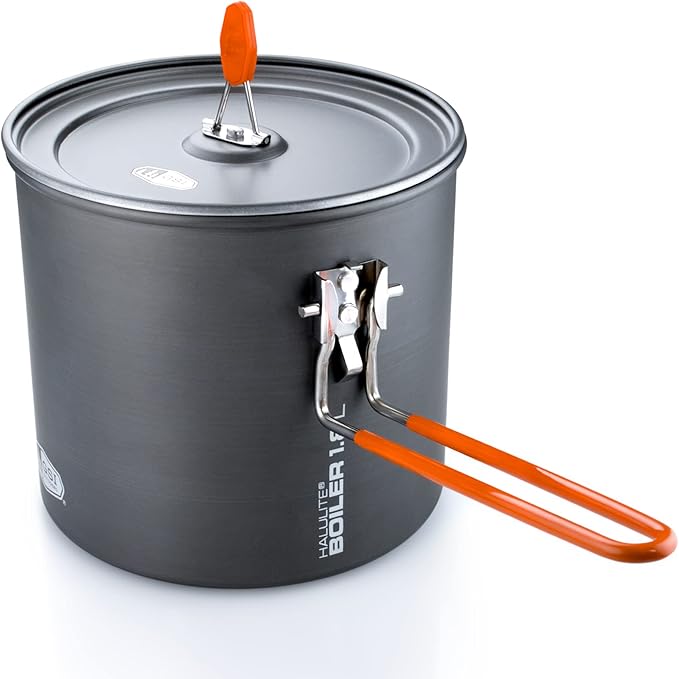 GSI Outdoors Halulite Boiler Ultralight Hard-Anodized Pot with Folding Handle, Fast-Heating Camping