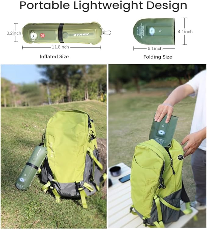 Inflatable Solar Camping Lantern, 4 Lighting Modes, IP66 Waterproof, USB Rechargeable Portable Tent