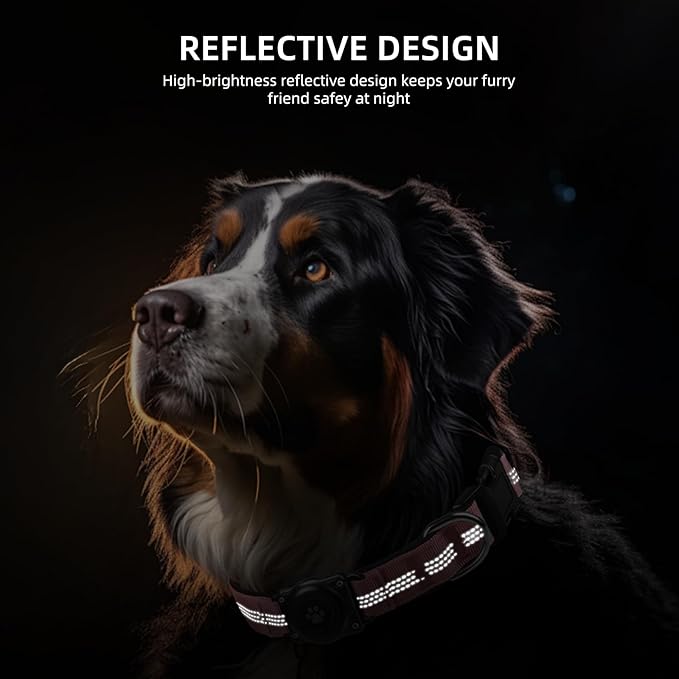Upgraded AirTag Dog Collar, IP68 Waterproof Air Tag Dog Collar Holder, Reflective, Ultra-Durable