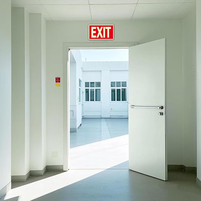 Exit Sign -2 Pack Glow in the Dark Exit Signs Aluminum 12x7 Inch – Photoluminiscent, Laminated for