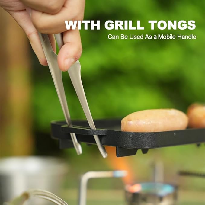 Fire Maple Compact Aluminium Alloy Mini Griddle Set with Stainless Steel Tongs - Portable Heating