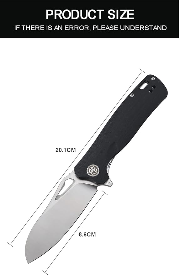 Petrified fish PF868 Bunta,3.35" D2 Satin Blade,146g G10 Handle Flipper Folding knife (Black G10