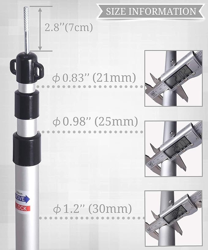 HIKEMAN Tent Poles Camping Poles for Tarp Awning Canopy Porch Sun Sails Tarpaulin Headroom