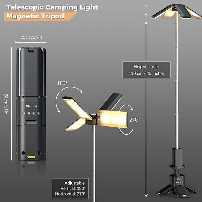 Telescopic Camping Lights Rechargeable 14000 mAh Led Multifunction Magnetic Lanterns Job Site