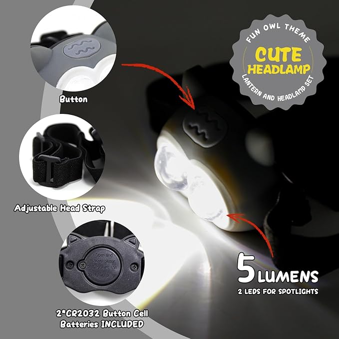 Portable LED Camping Lantern, Head Lamp Kit, Lightweight Battery Powered LED Flashlight for Indoor