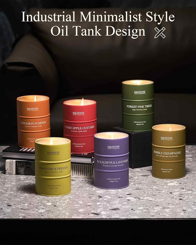 M&SENSE Sea Minerals Scented Candles Ocean Large, Natural Soy Candles 21.2oz 120 Hour Slow