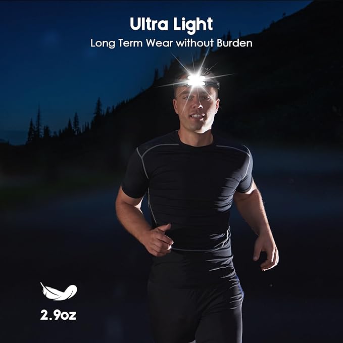 Rechargeable Headlamp,2 Pack 2500 Lumen Bright 5 Led Headlamp,14 Modes Adjustable Motion Sensor