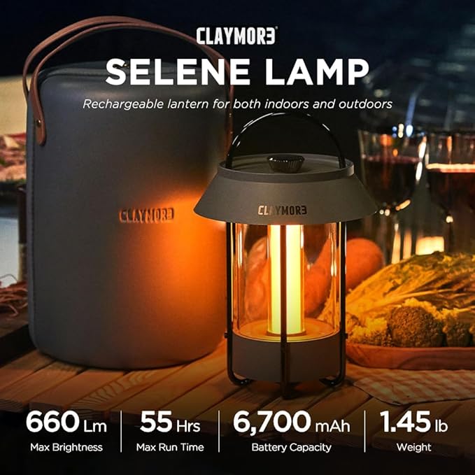 CLAYMORE Selene Lamp (Dark Gray) - Aesthetic Portable Outdoor Lamp, 4 Mood Lights, 6,700mAh