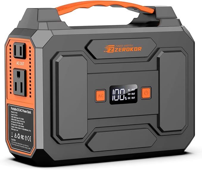 ZeroKor Portable Power Station, 100W 110V Power Pack with AC Outlet, Portable Solar Generator 146Wh
