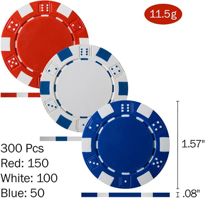 Poker Chip Set - 11.5g Poker Set with Cards, Buttons, Carrying Case, and 300 Poker Chips for Texas
