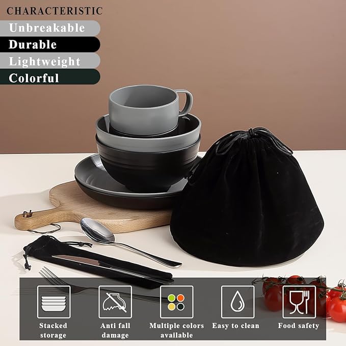 Berglander Camping Mess Kits for 2 Person, Silverware Set Spoons Forks Knives, Camping Essentials