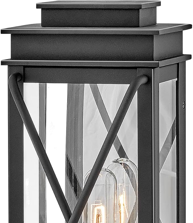 Hinkley Montecito Medium Wall Mount Outdoor Lantern - Modern, 1-Light, Aluminum, Clear Glass