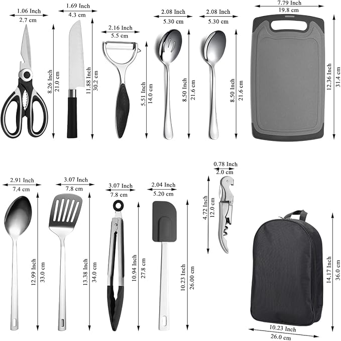 Camping Essentials, Evanda Camping Cooking Utensils, Travel Essentials, Portable Camping Kitchen