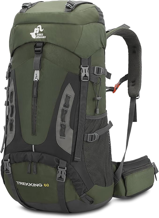 Bseash 60L Hiking Camping Backpack with Rain Cover, Waterproof Large Capacity Outdoor Sport Travel