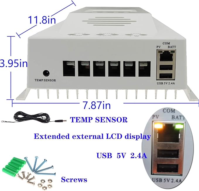 MPPT Charge Controller 100 amp 12V/24V Auto, 100A Solar Panel Charge Regulator with Blacklight LCD