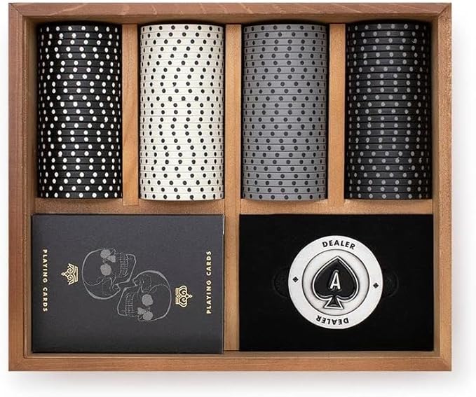 Iron & Glory Poker Set - Luxury Poker Set in Premium Wooden Box - Includes Playing Cards & 100