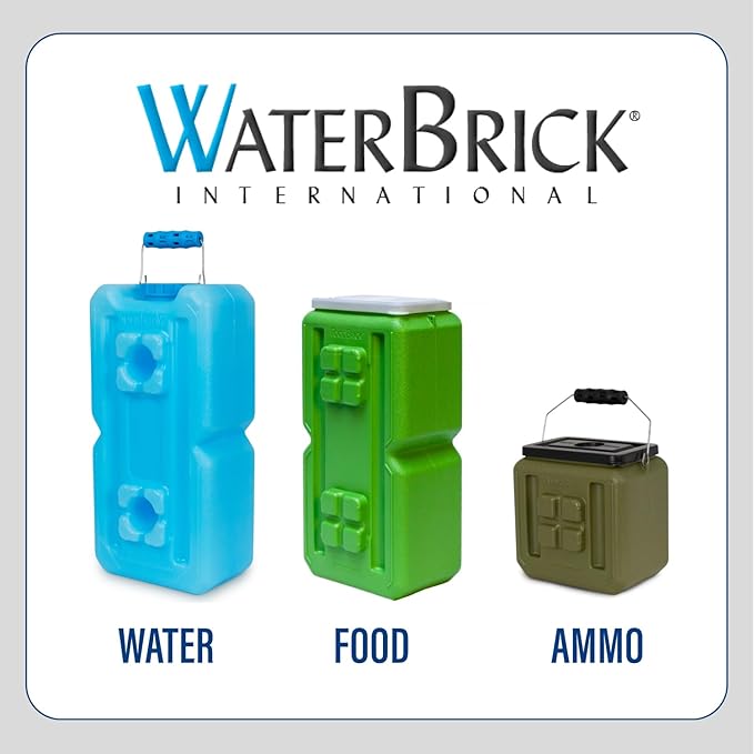 WaterBrick International Water Storage Containers for Emergency Water Storage | 4-Pack of Stackable