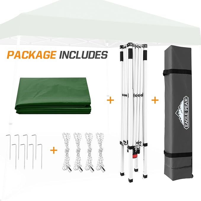 EAGLE PEAK 10x10 Slant Leg Pop-up Canopy Tent Easy One Person Setup Instant Outdoor Beach Canopy