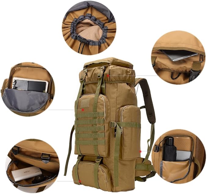 Hiking Backpack for Men 70L/100L Camping Backpack Military Rucksack Molle 3 Days Assault Pack for