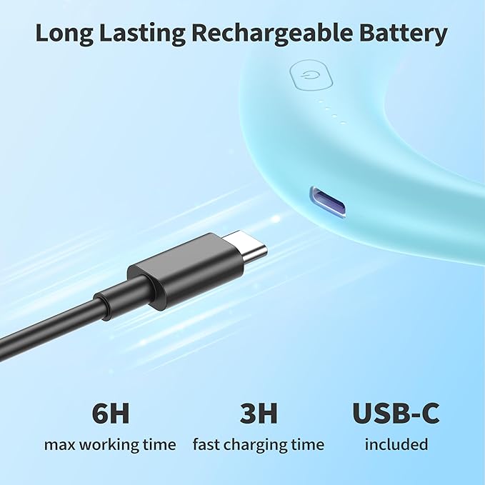 PANERGY Portable Neck Fan Rechargeable Hand Free Personal Fan Mini Wearable Battery Operated USB