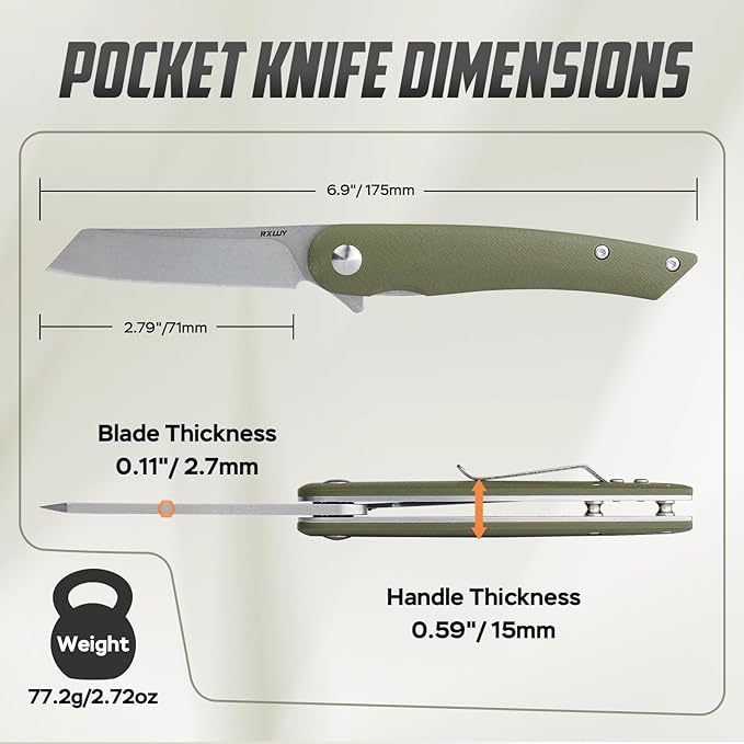 Folding Pocket Knife, 2.79??14C28N Steel Blade Micarta Handle Flipper Liner Lock Small Praxis EDC