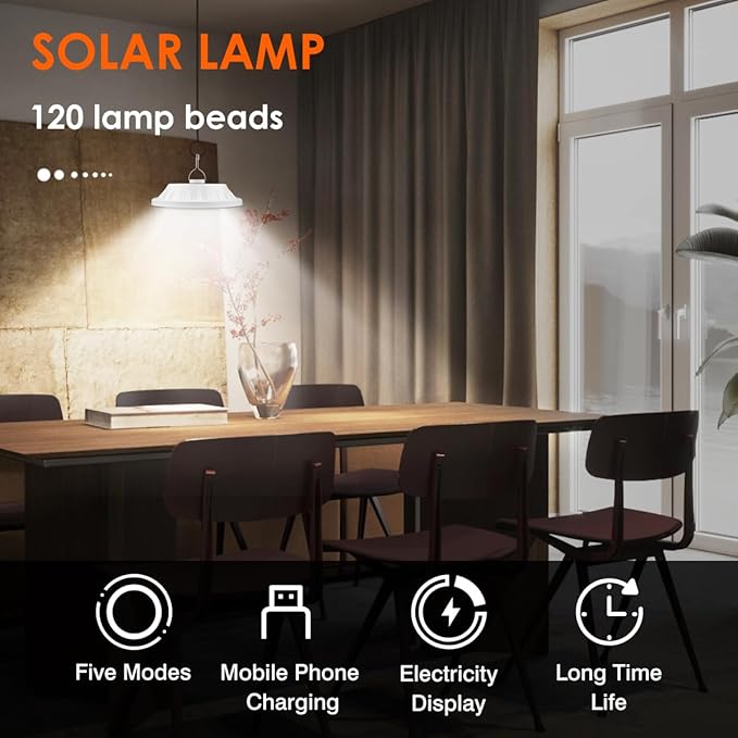 Solar Camping Lanterns Remote Tent Light - 4000LM Portable LED Camping Light Hanging Waterproof USB